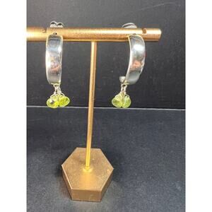NEW peridot sterling silver crescent hoop earrings
